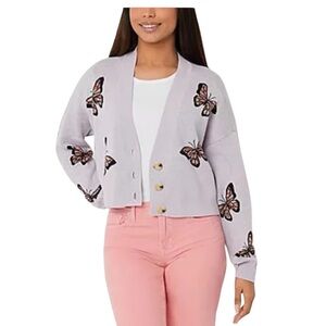 Arizona Jean co Lavender Butterfly Cardigan/weather size Small brand new